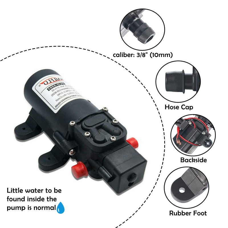 SAILFLO 12v Water Pressure Diaphragm Pump 4.3 L/min 1.1 GPM 35 PSI with 360Â°Spin Faucet/Tap - Caravan RV Marine Boat - Image 3